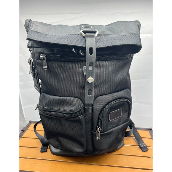 TUMI ALPHA BRAVO "Luke" Roll-Top Backpack Bag Silver Ballistic Nylon 223388RS2 - Picture 2 of 15